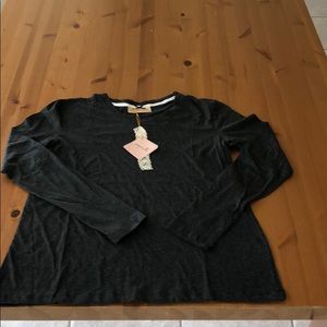 Papinelle long-sleeve Crew neck tee, charcoal